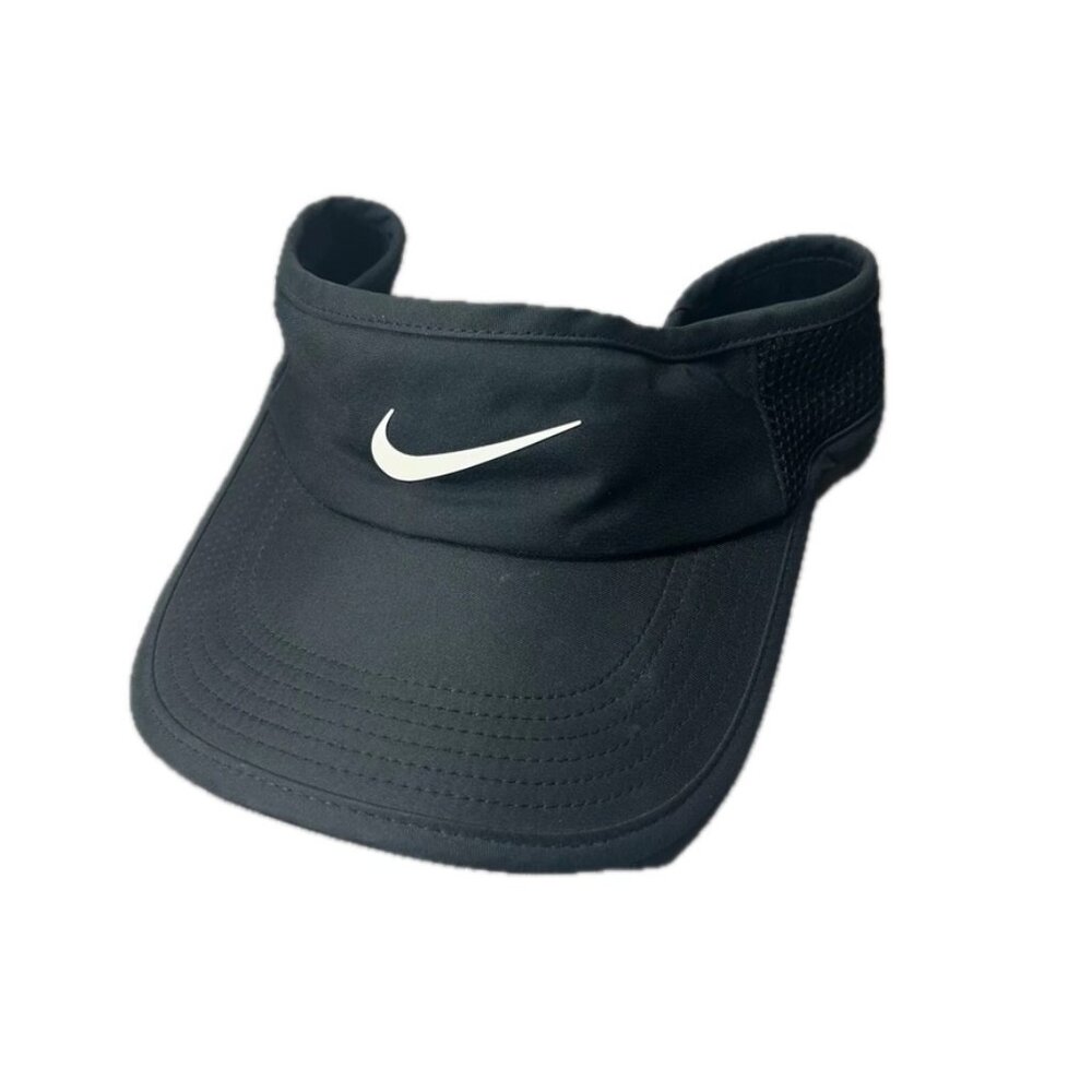 Nike Dri Fit Ace Visor Black White Swoosh Unisex Size M/L Adjustable FV5586 010 - Picture 2 of 10